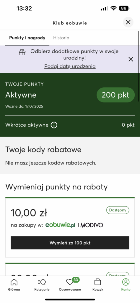 klub eobuwie punkty i rabaty